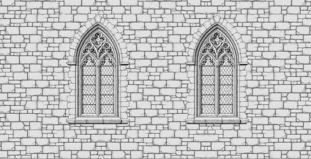 Dos ventanas góticas — diseño completo