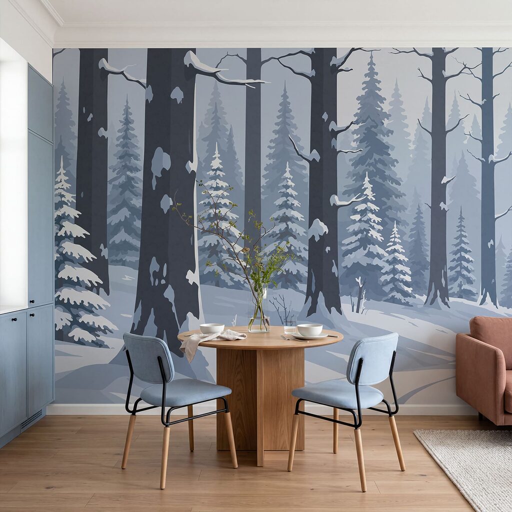 Sendero entre pinos nevados — interior 1
