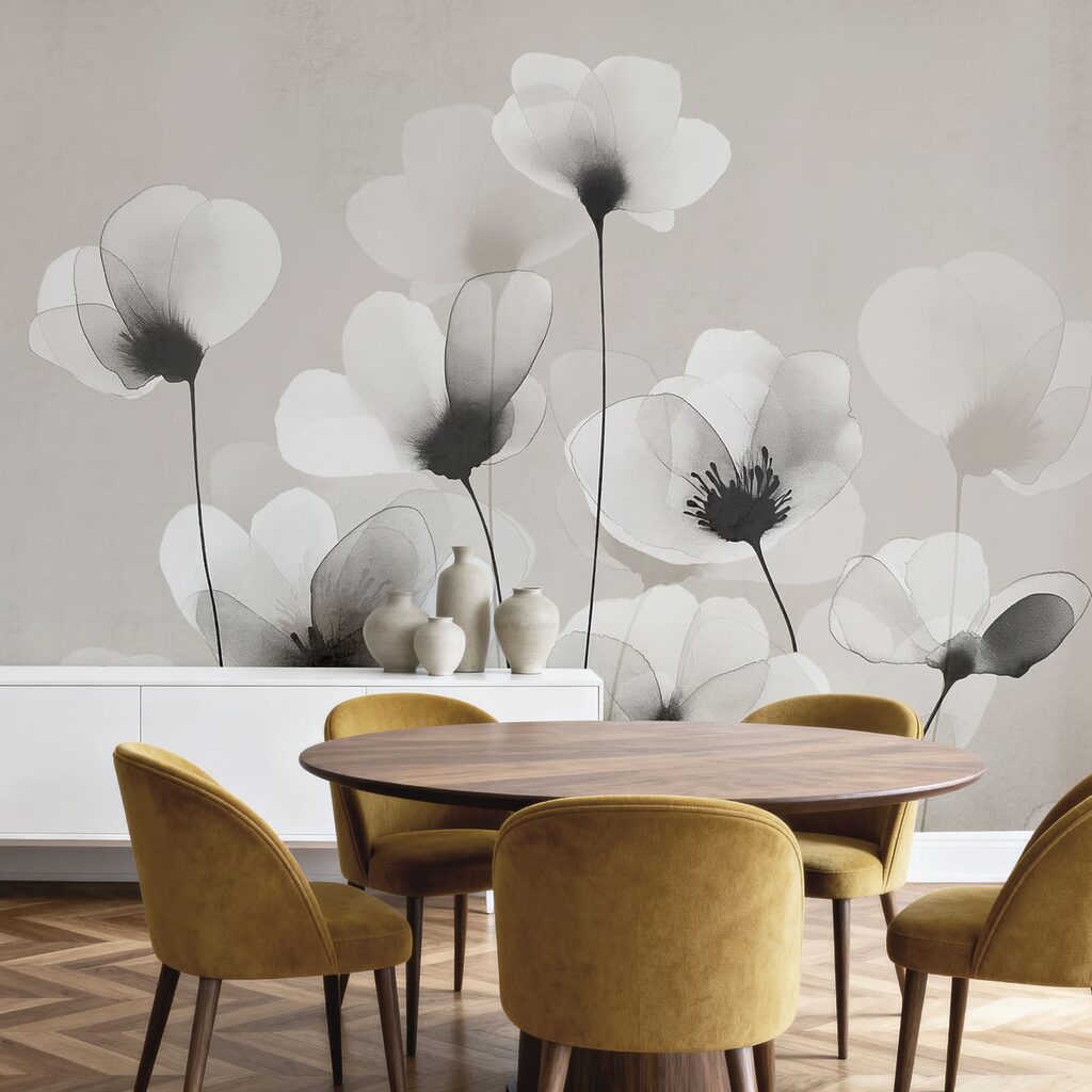 Flores delicadas sobre tallos en un interior