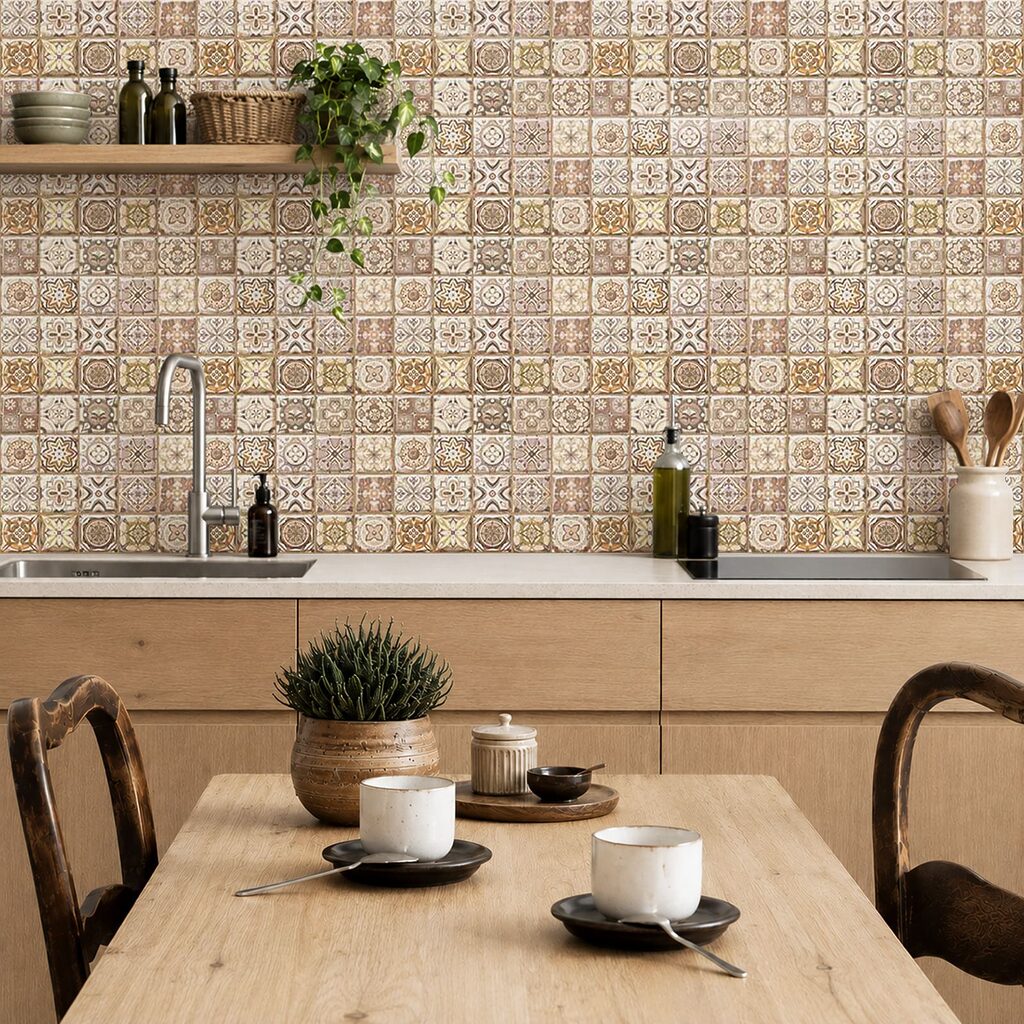 Mosaico con motivos finos en un interior