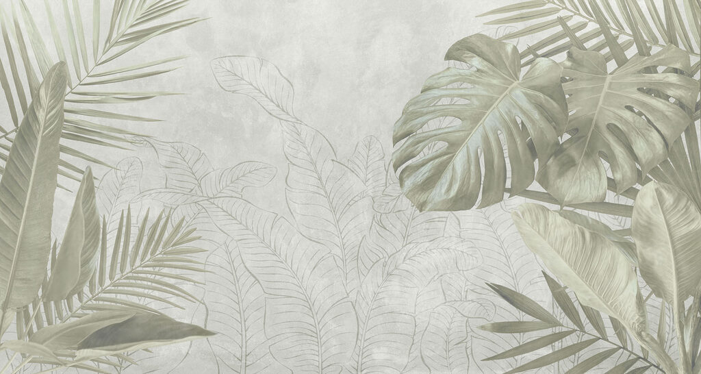 Hojas tropicales dibujadas — diseño completo