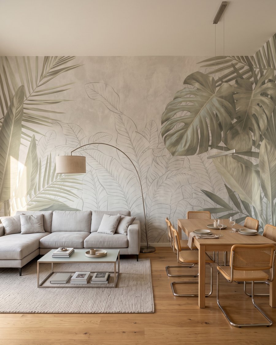 Hojas tropicales dibujadas — interior 1