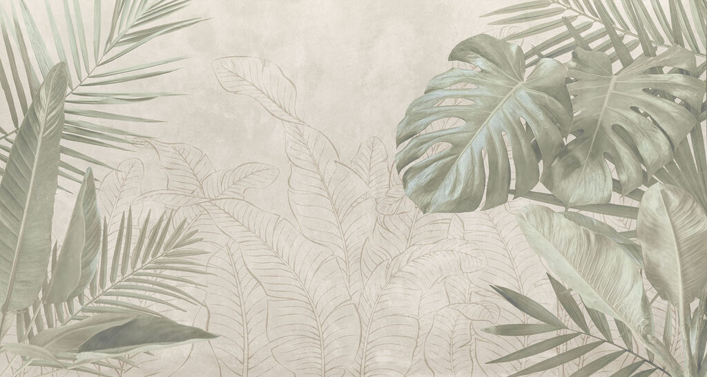Hojas tropicales dibujadas — diseño completo