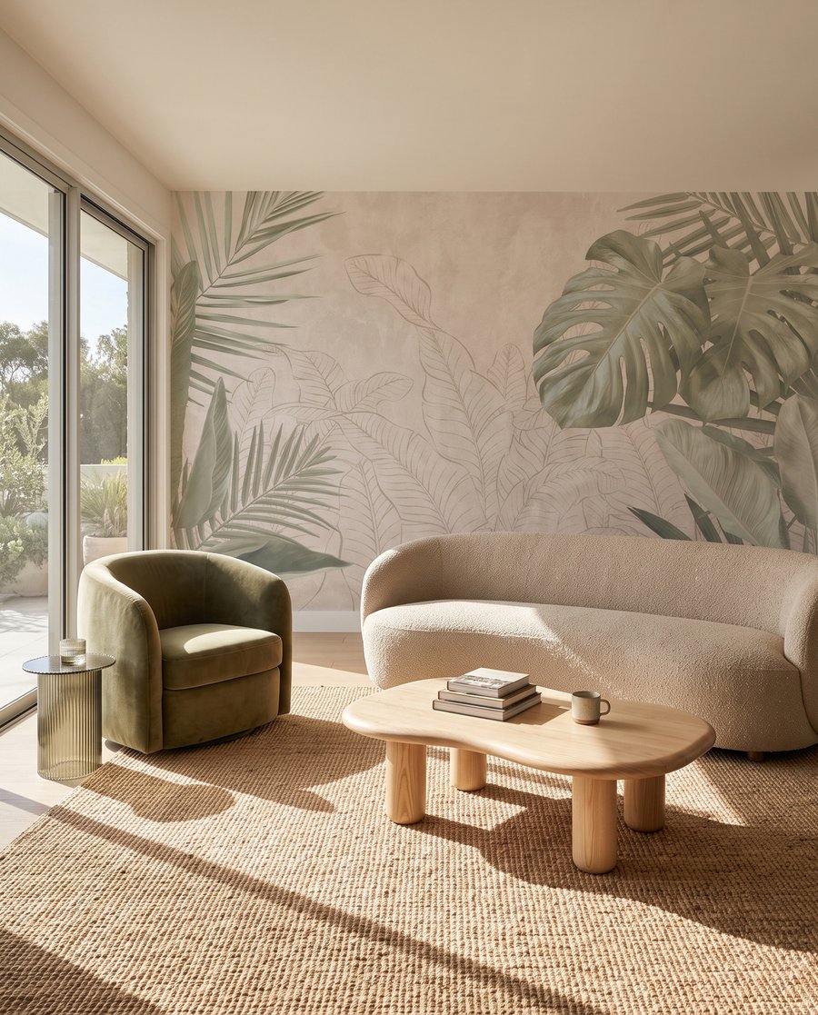 Hojas tropicales dibujadas — interior 2