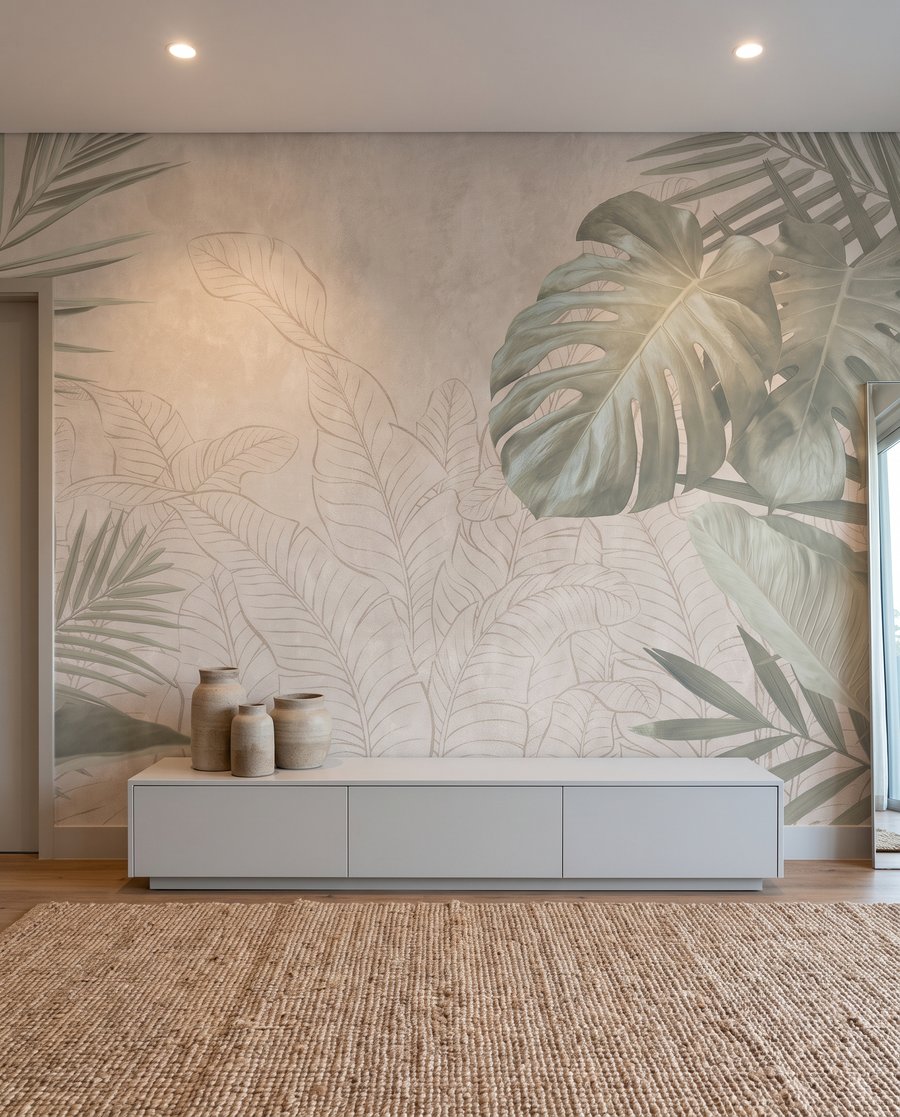Hojas tropicales dibujadas — interior 3