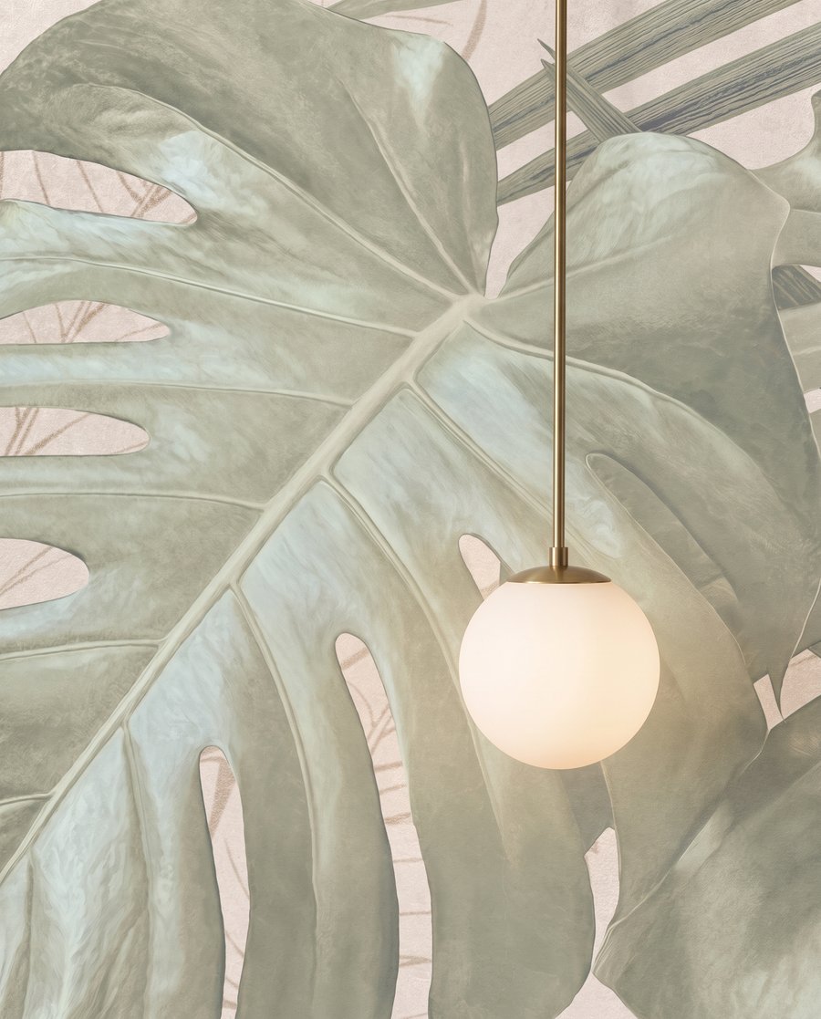 Hojas tropicales dibujadas — detalle
