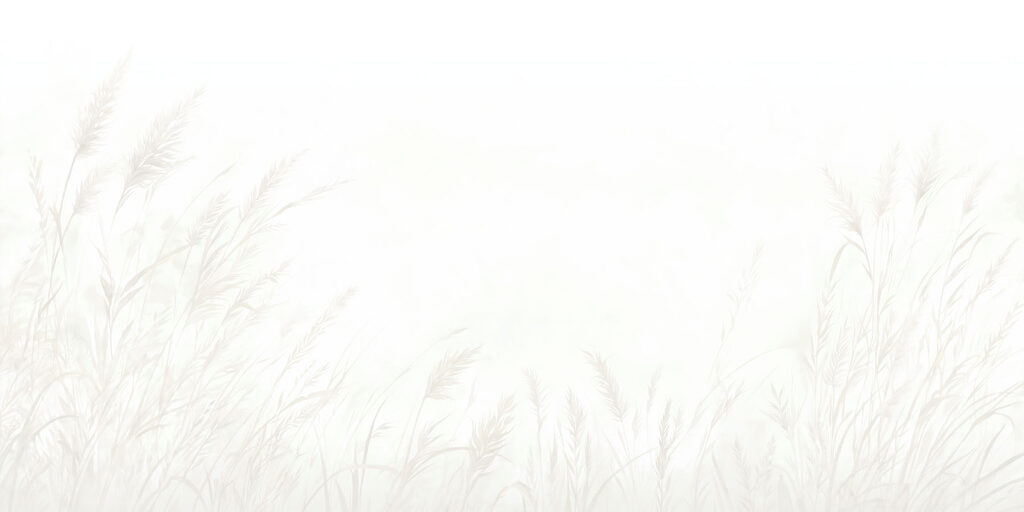 Gramíneas claras sobre blanco — diseño completo