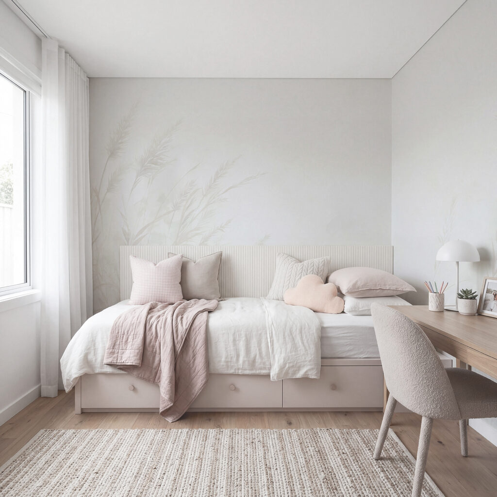 Gramíneas claras sobre blanco — interior 3