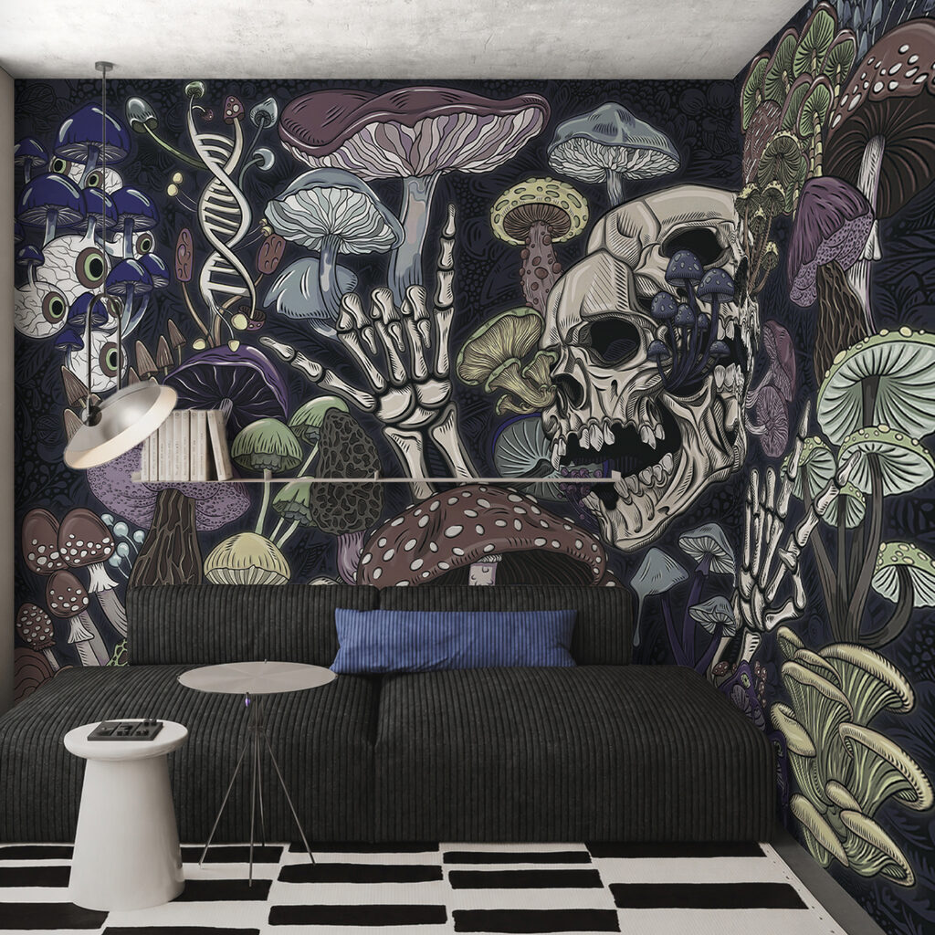 Calavera entre setas oscuras — interior 3
