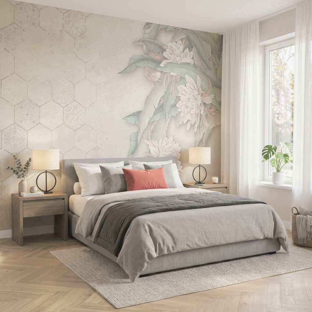 Flores y hexágonos finos — interior 3