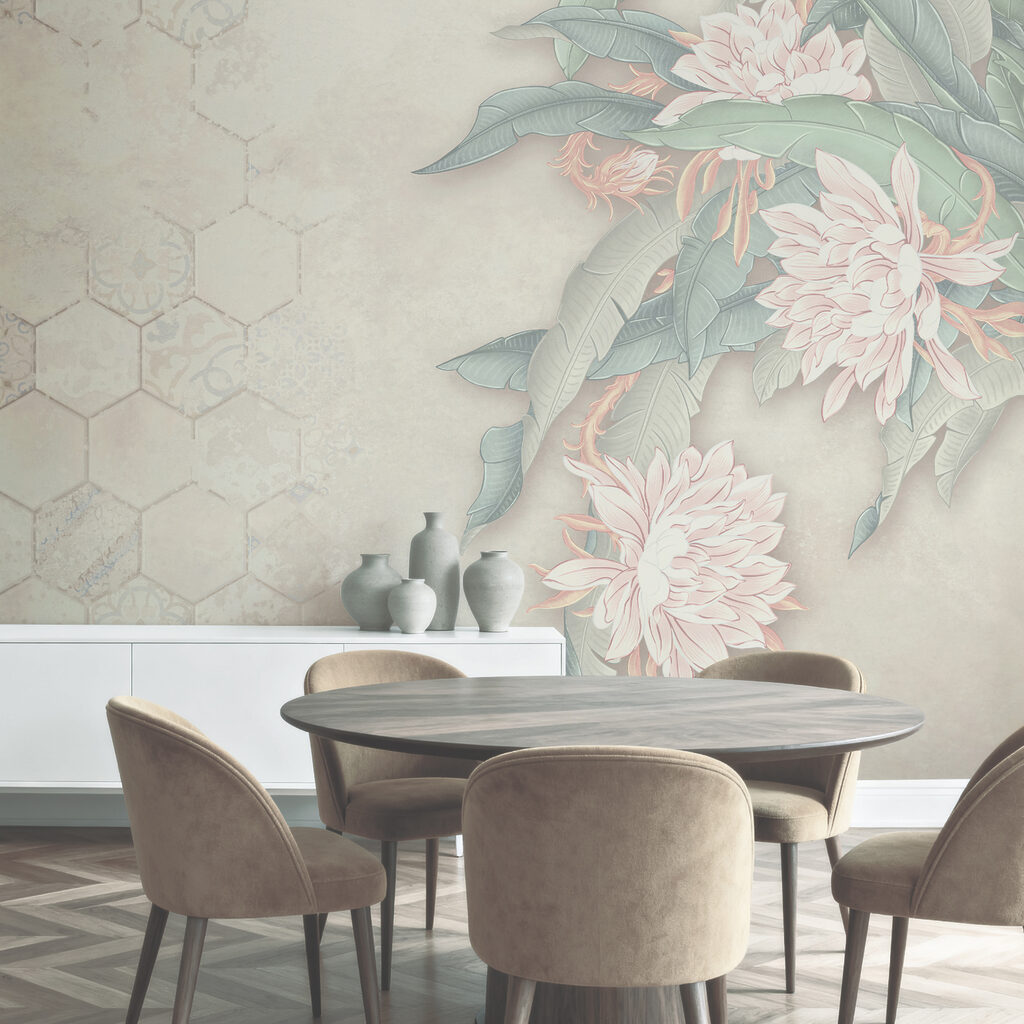 Flores y hexágonos finos — interior 1