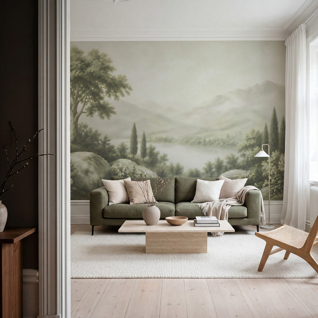 Lago entre cipreses — interior 1