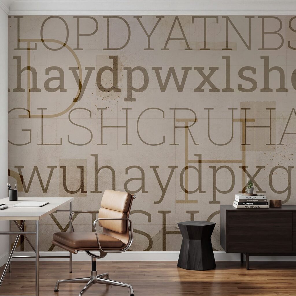Letras sobre capas desgastadas en un interior