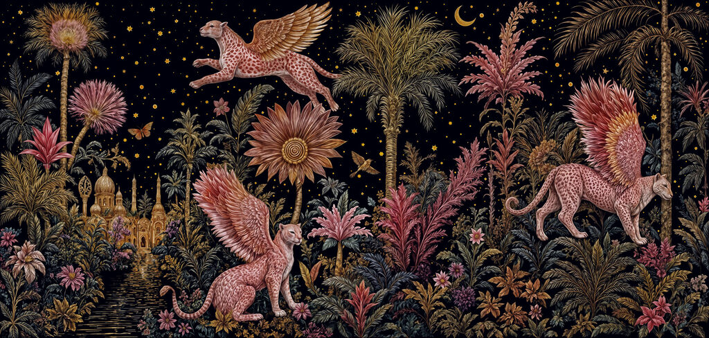 Jardín nocturno con estrellas — diseño completo