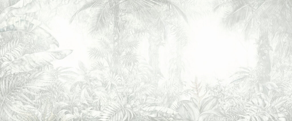 Hojas tropicales en blanco — diseño completo