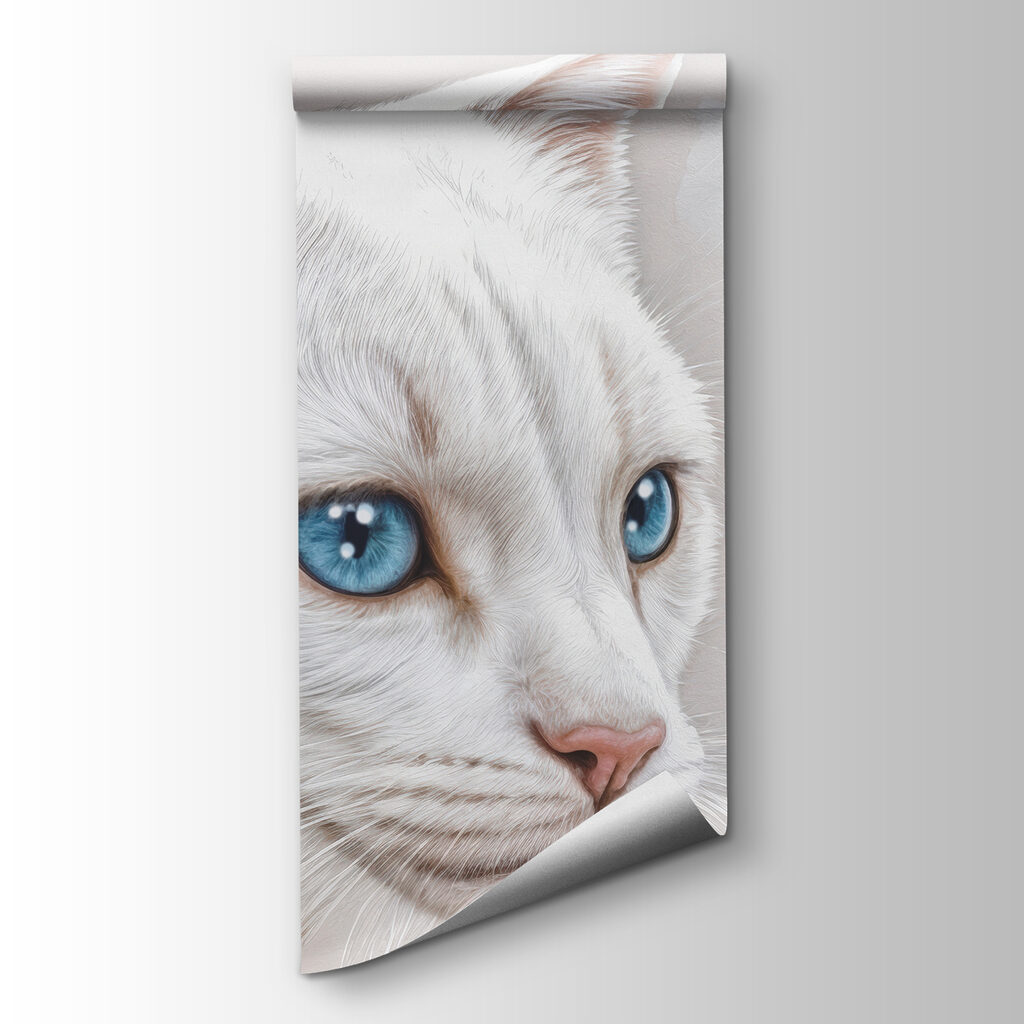 Gatos blancos entre rosas — vista del producto