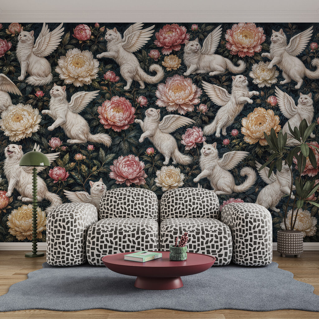 Felinos alados entre flores — interior 2