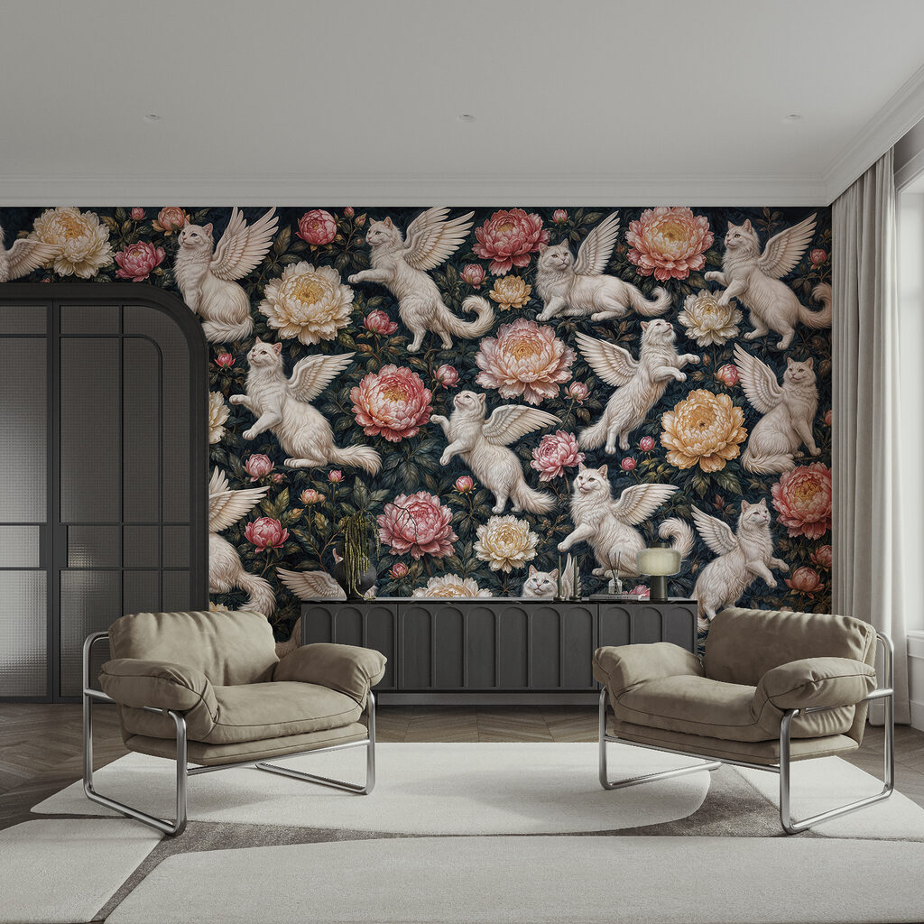 Felinos alados entre flores — interior 3