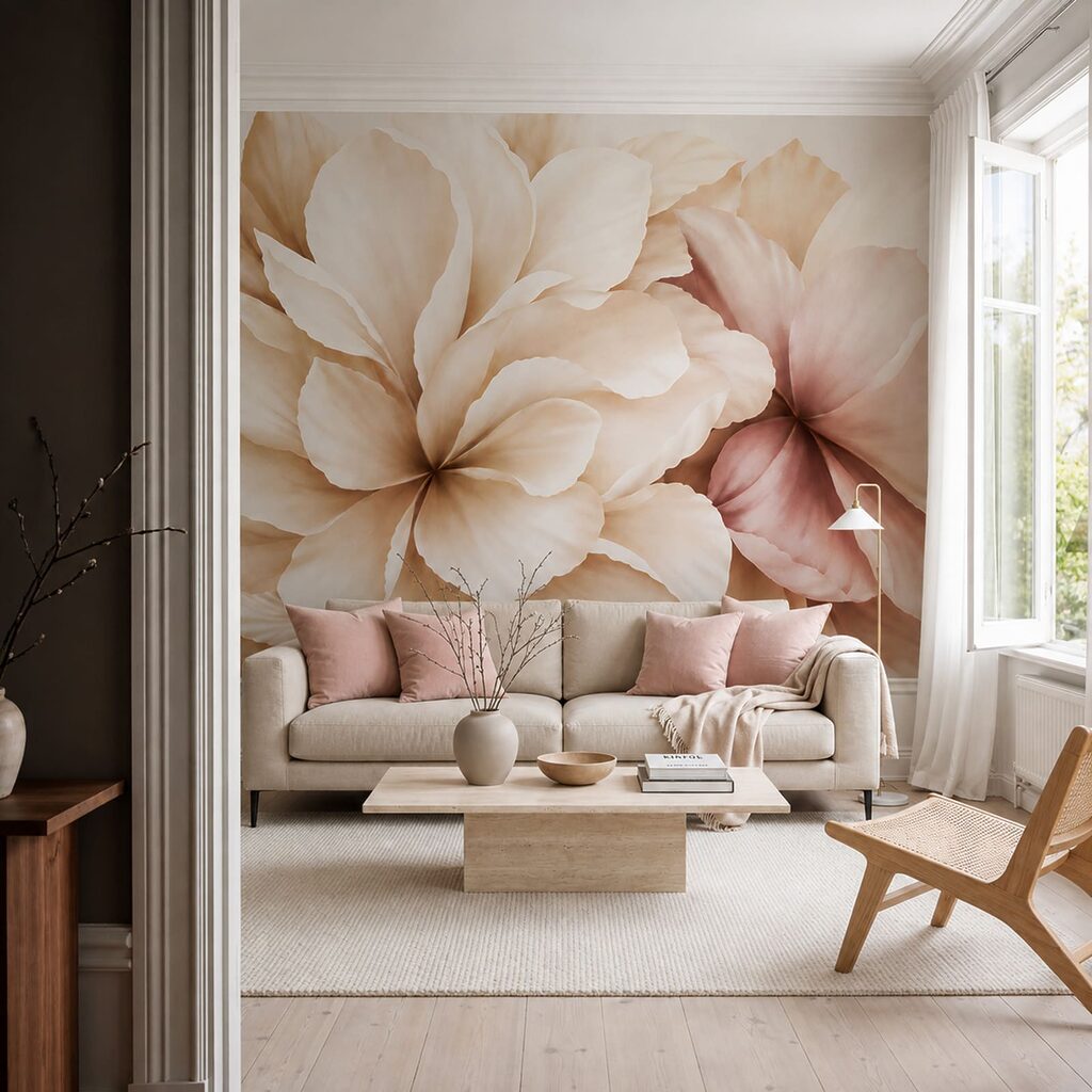 Flores grandes en crema — interior 4