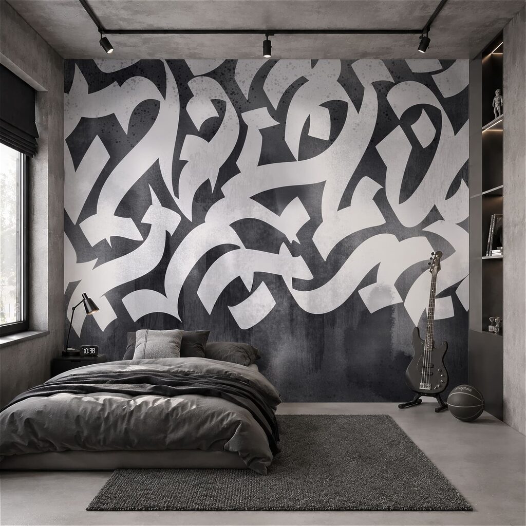 Letras de grafiti en un interior