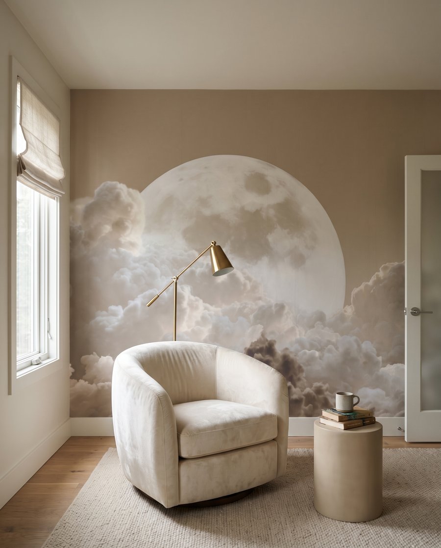 Luna llena sobre nubes — interior 1