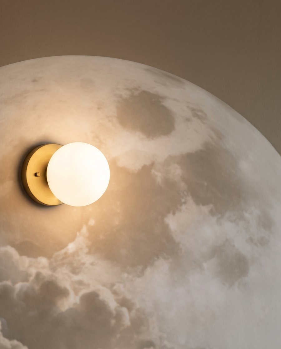 Luna llena sobre nubes — detalle