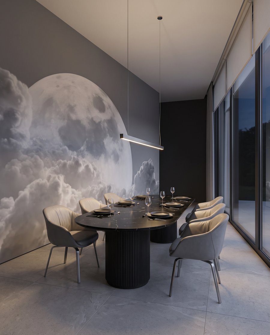 Luna llena sobre nubes — interior 1