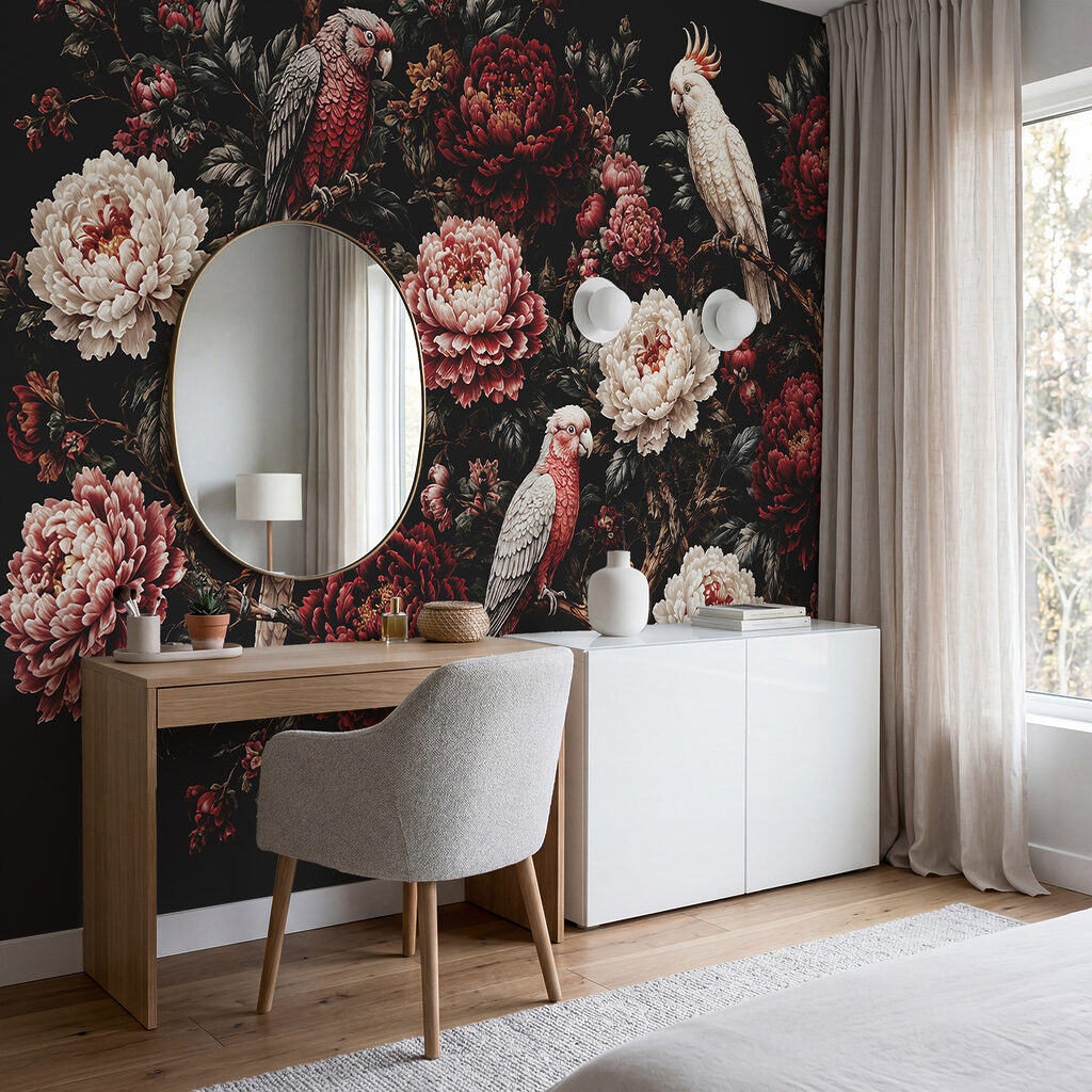 Aves blancas en rojo — interior 2