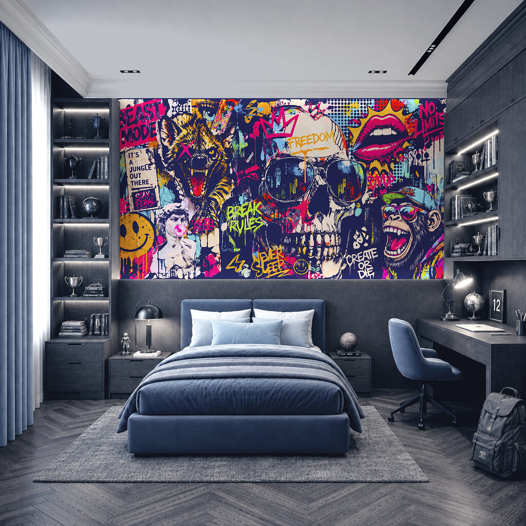 Calavera entre grafitis — interior 2