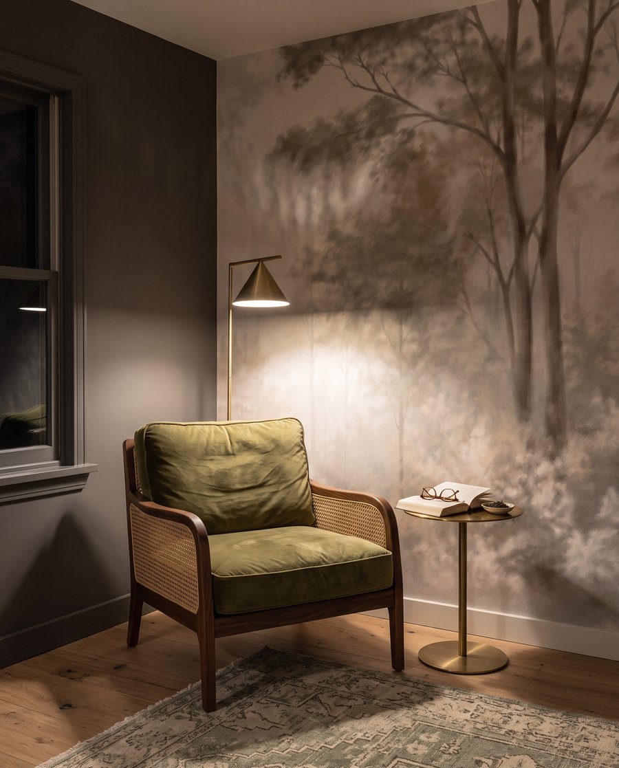 Luz entre árboles pálidos — interior 5