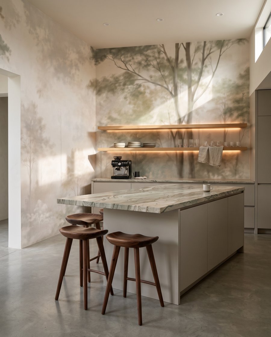 Luz entre árboles pálidos — interior 6