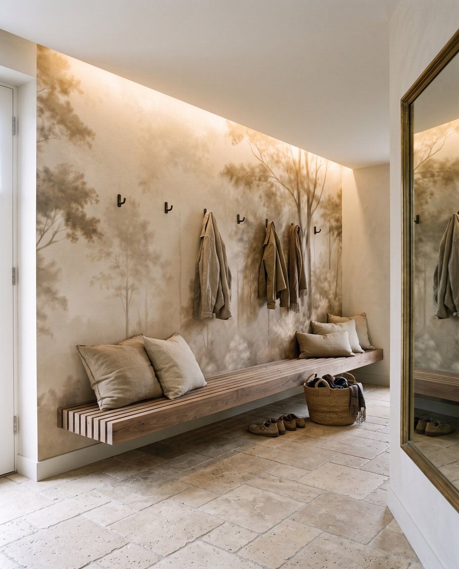 Luz entre árboles pálidos — interior 7