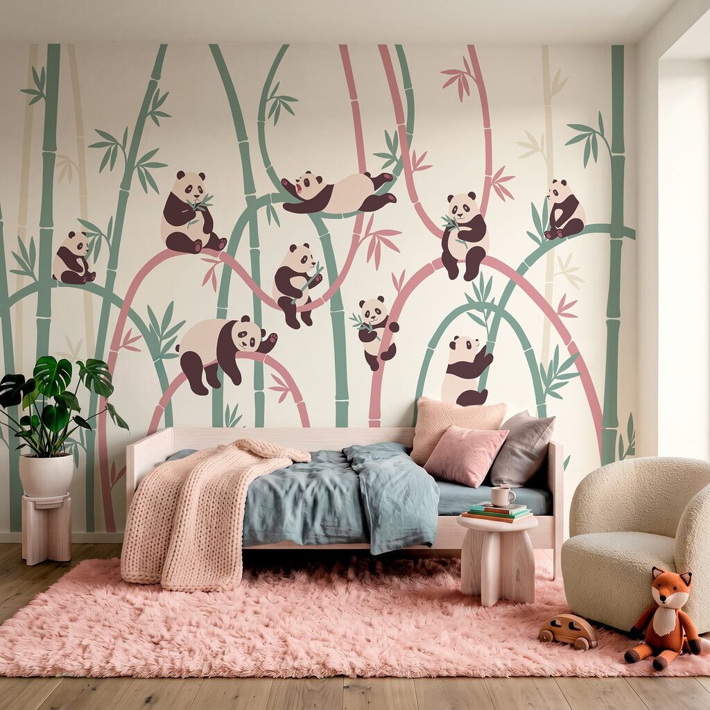 Pandas entre bambú — interior 2