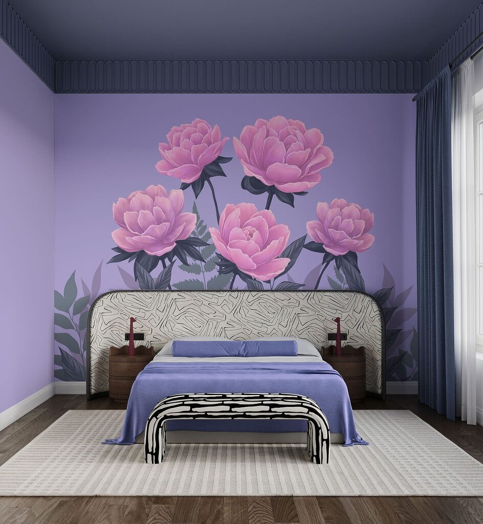 Floración rosa sobre lila — interior 2