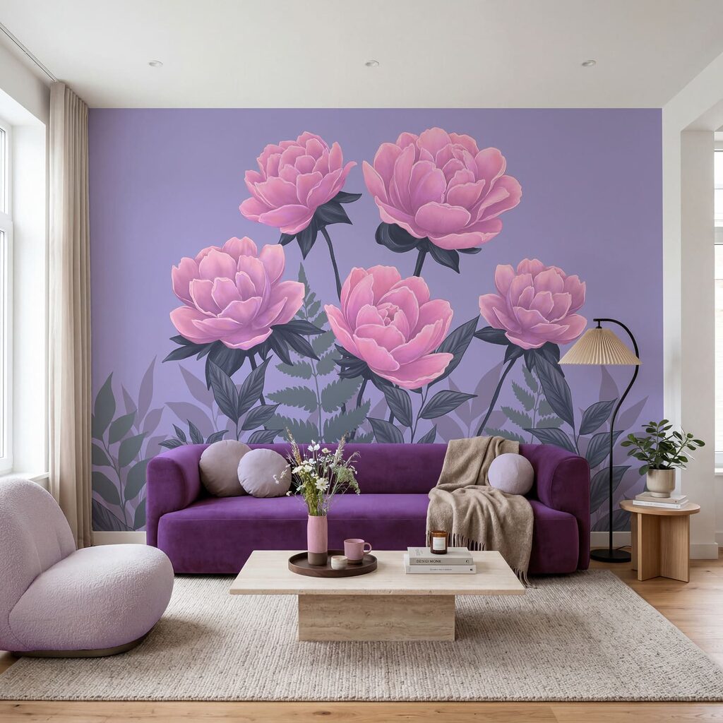 Floración rosa sobre lila — interior 3