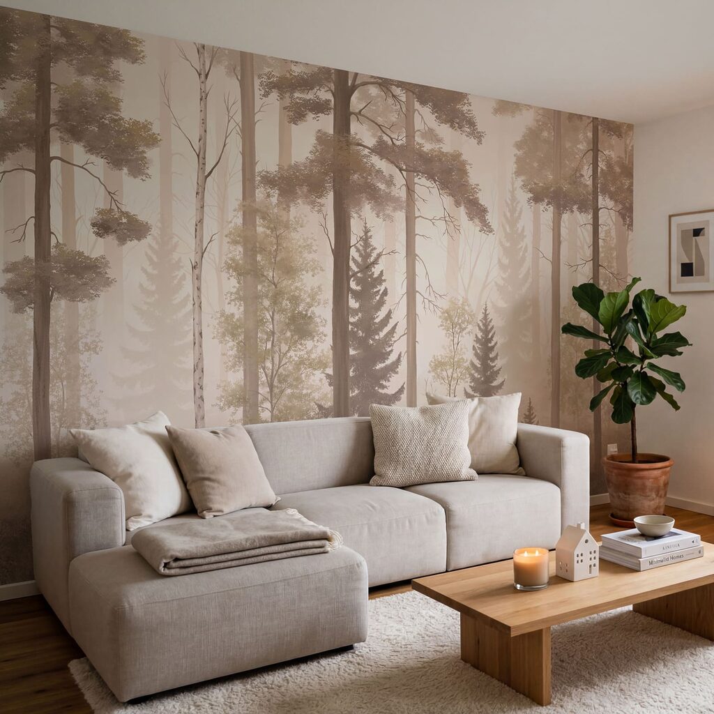 Troncos altos en niebla — interior 2