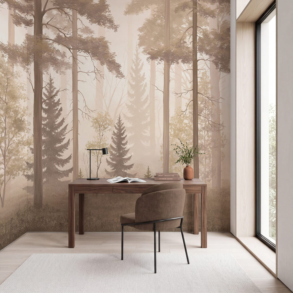 Troncos altos en niebla — interior 4