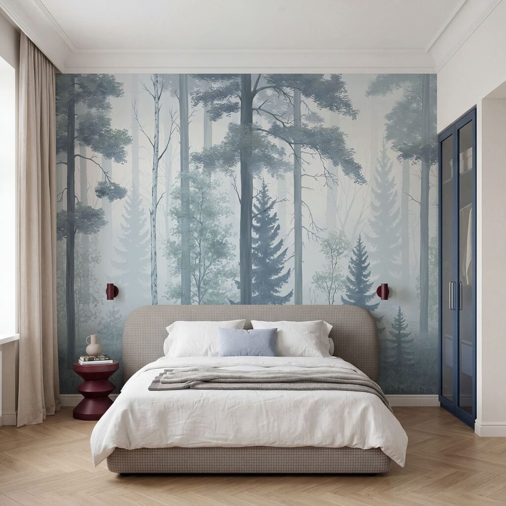 Troncos altos en niebla — interior 3