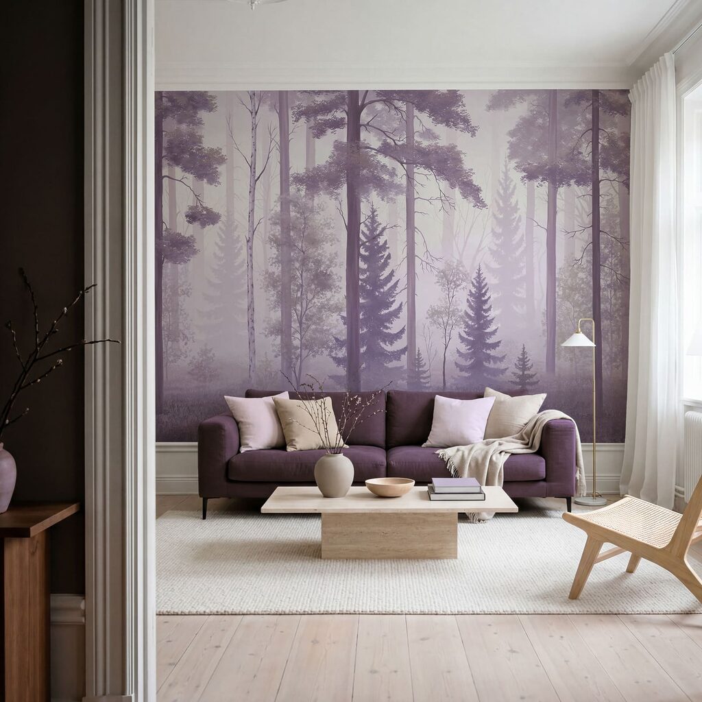 Troncos altos en niebla — interior 2