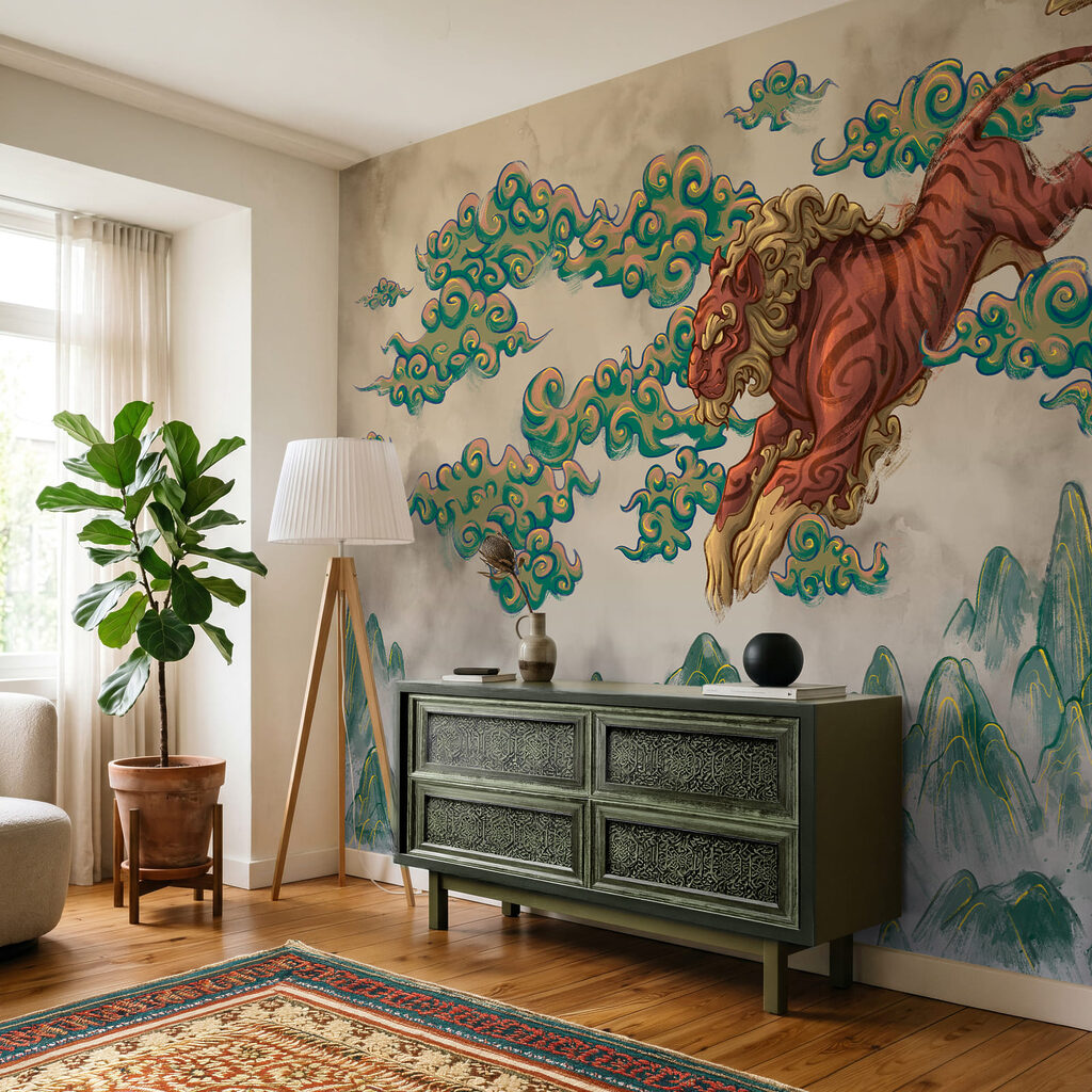 Tigre sobre nubes pintadas — interior 2