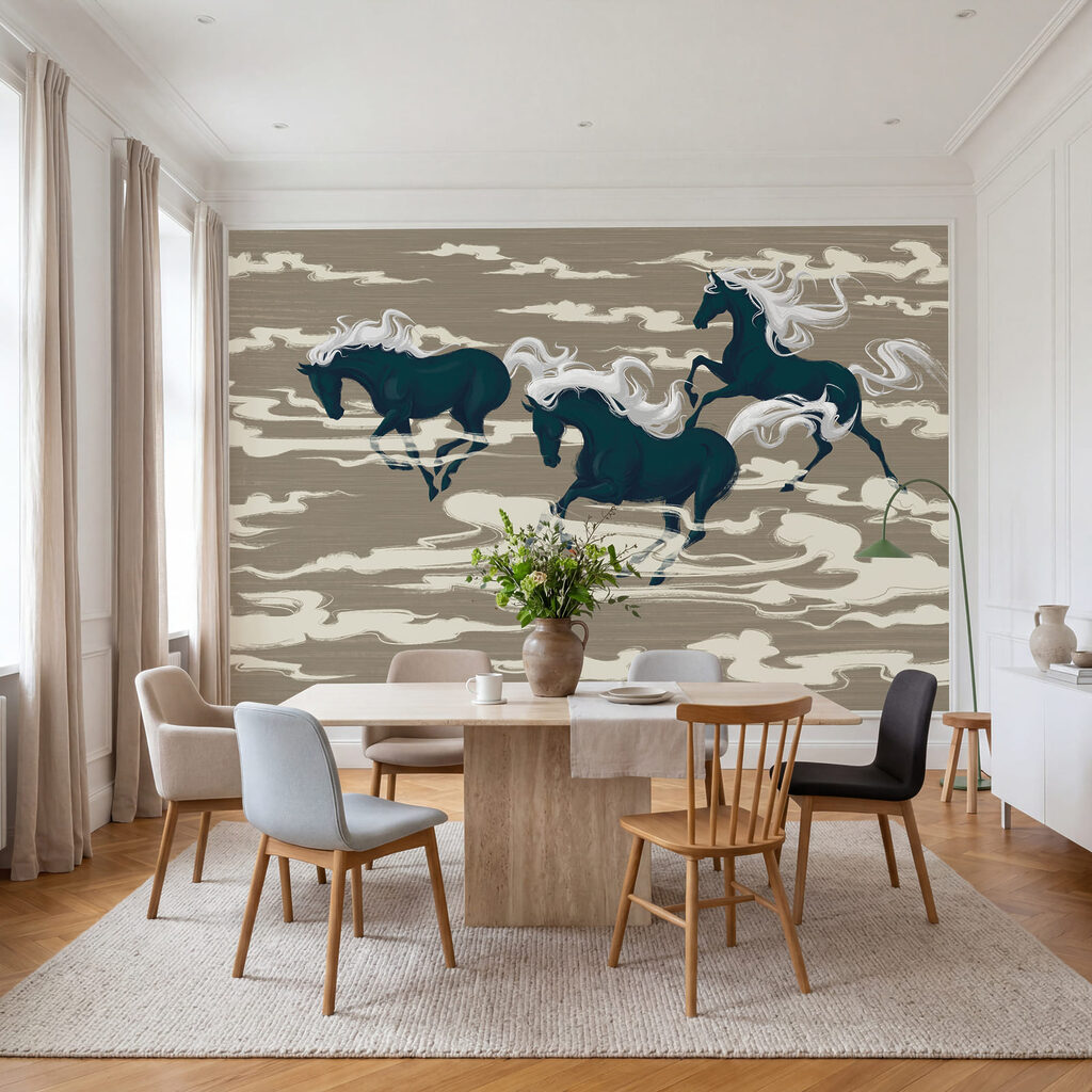 Caballos entre nubes estilizadas — interior 3