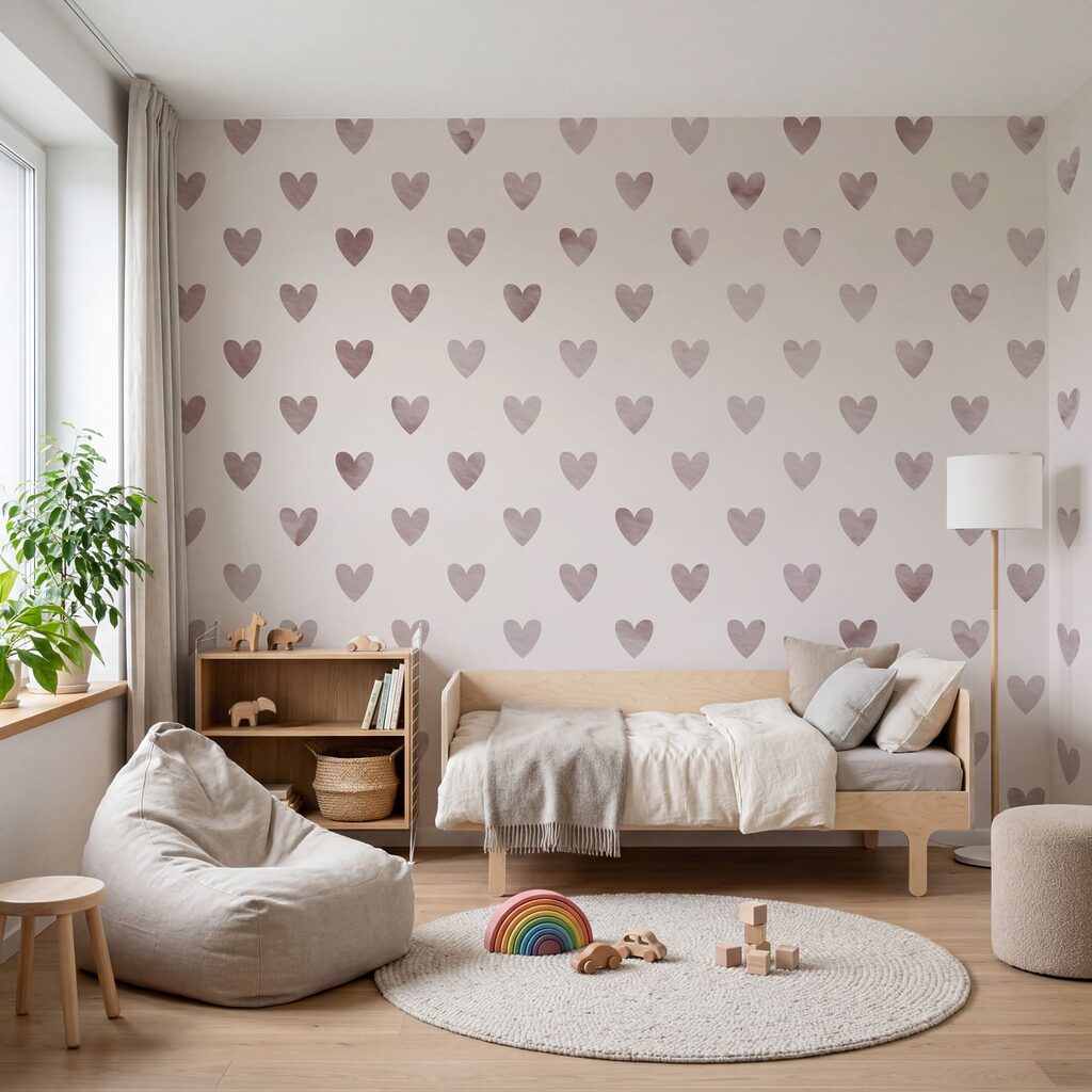 Pequeños corazones repetidos en un interior