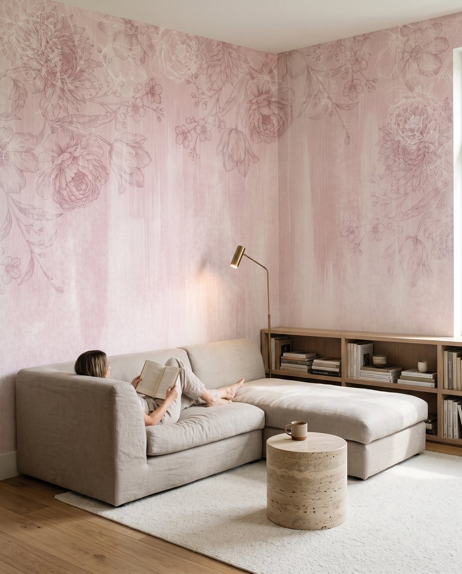 Flores sobre pintura difuminada — interior 1