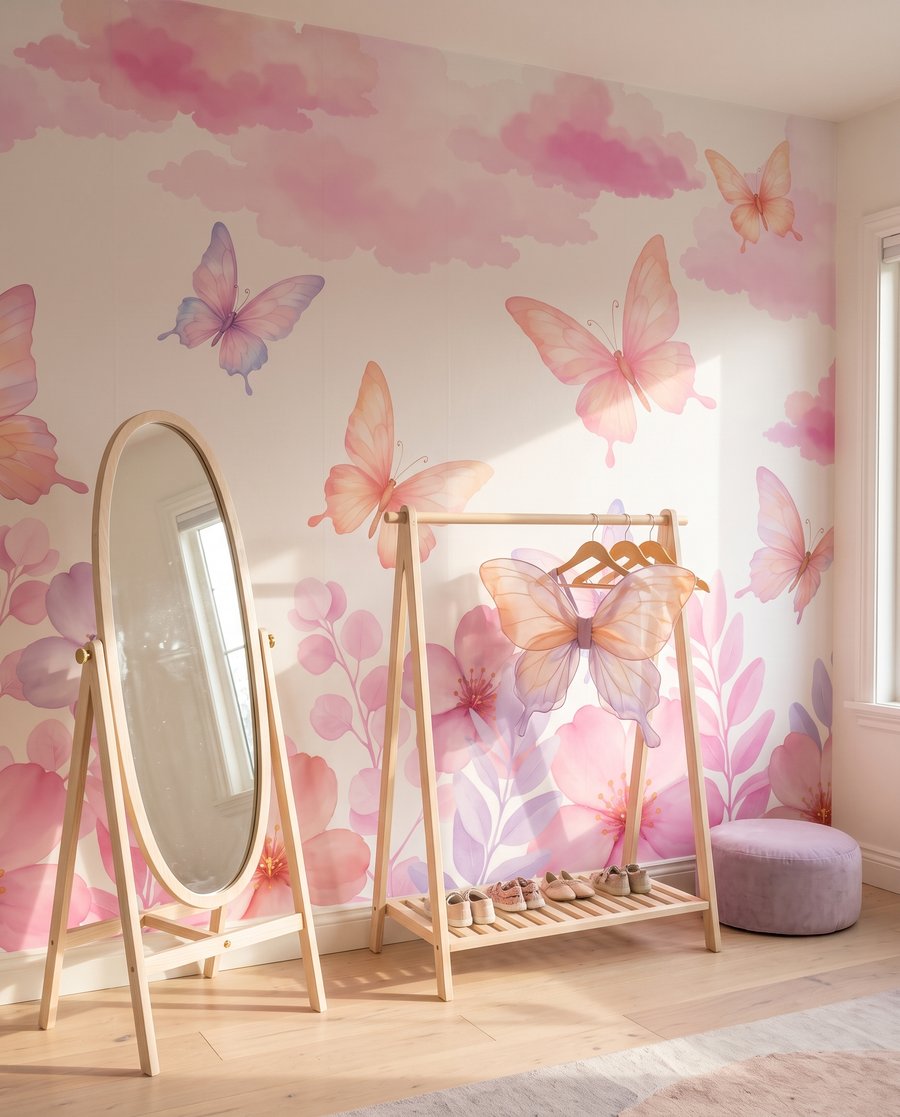 Mariposas sobre flores en un interior