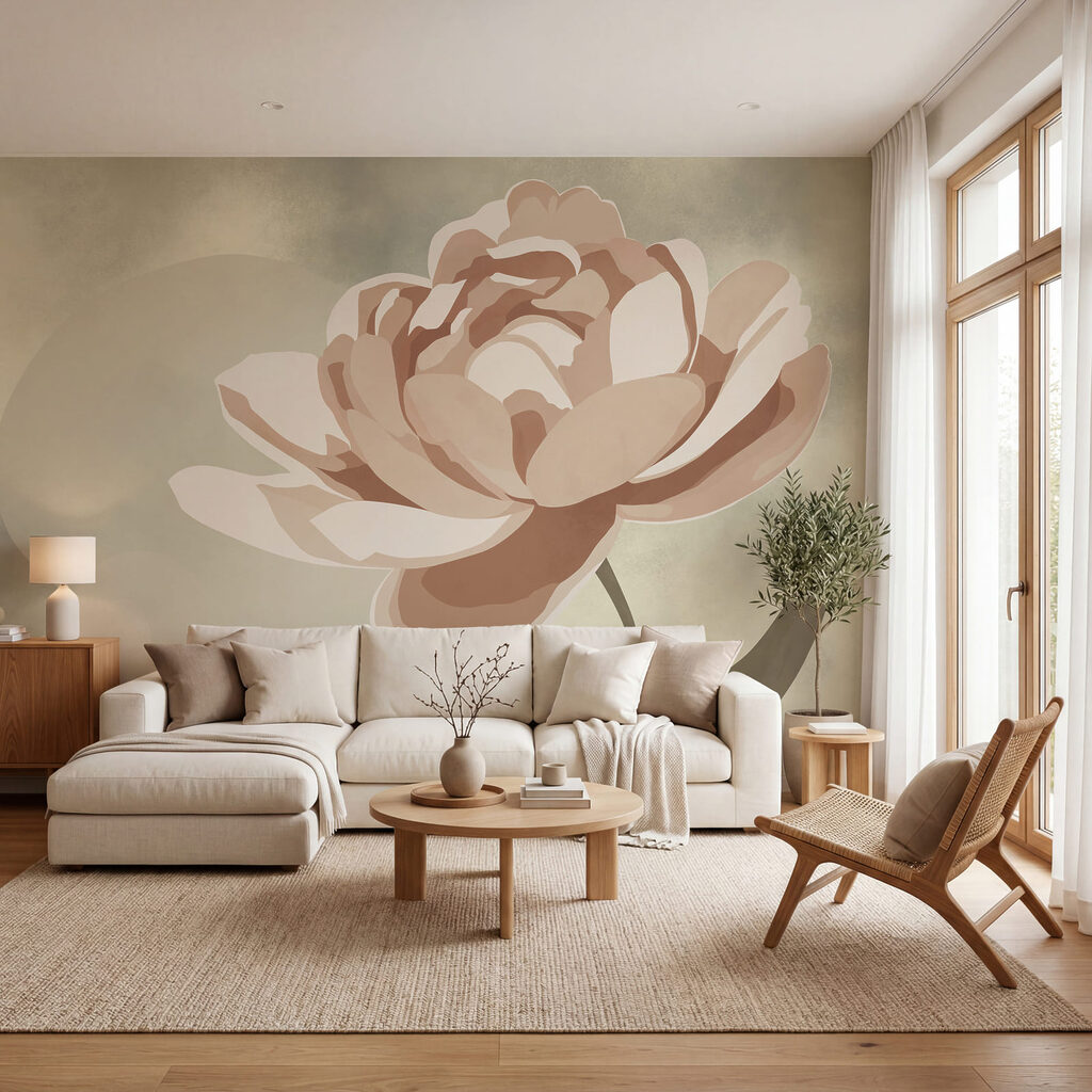 Flor sobre color en un interior