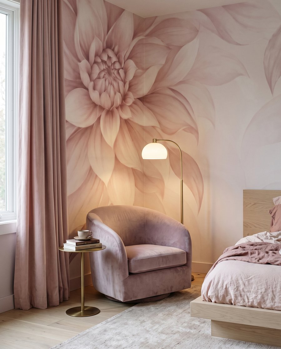 Flores en los bordes en un interior