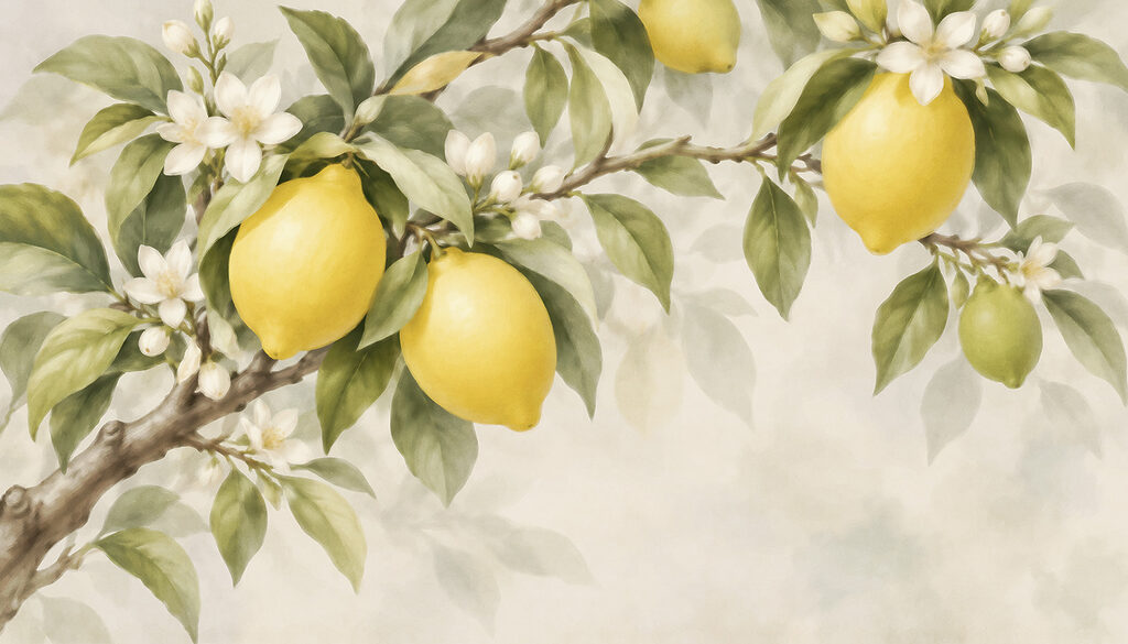Limones junto a flores — diseño completo