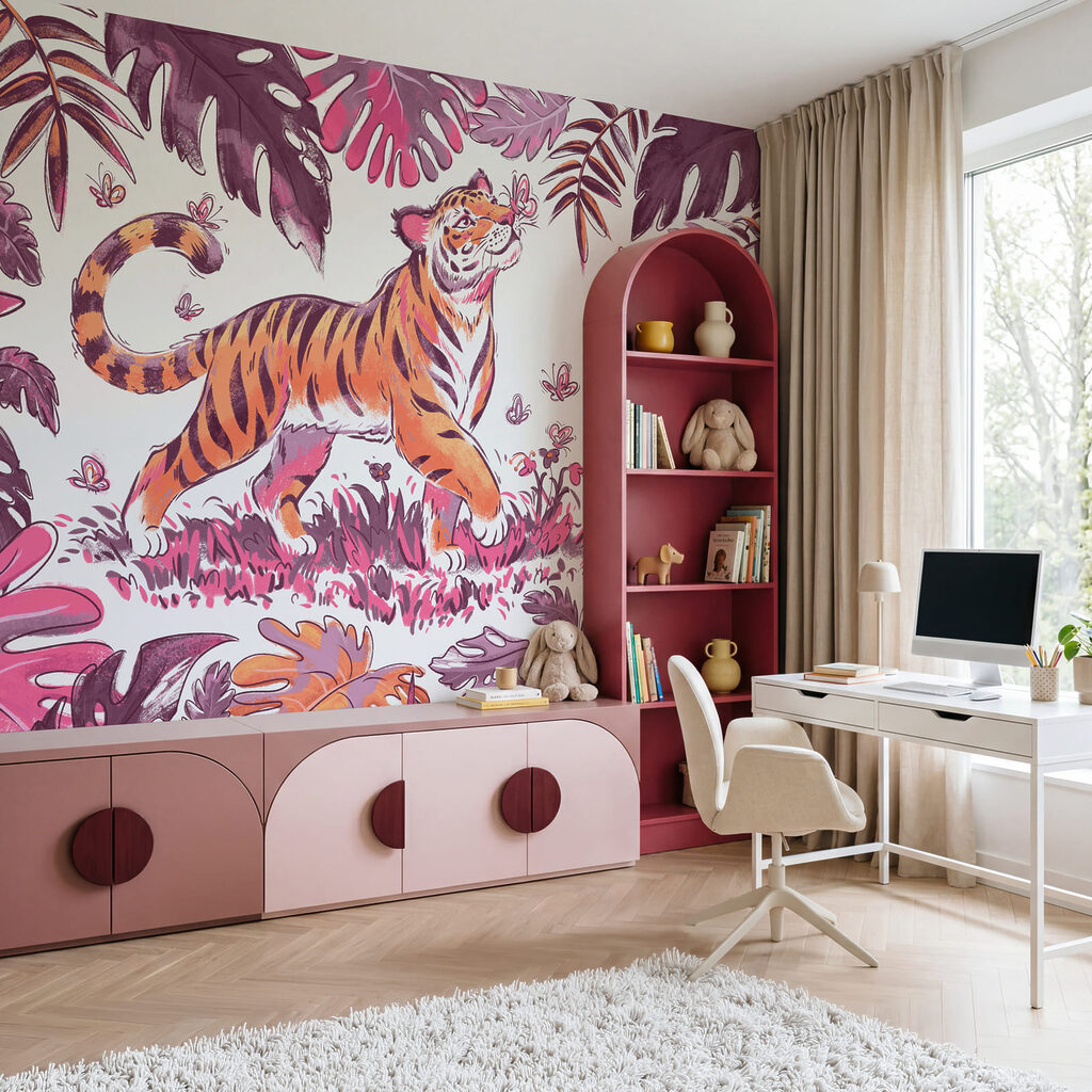 Tigre entre hojas tropicales — interior 2