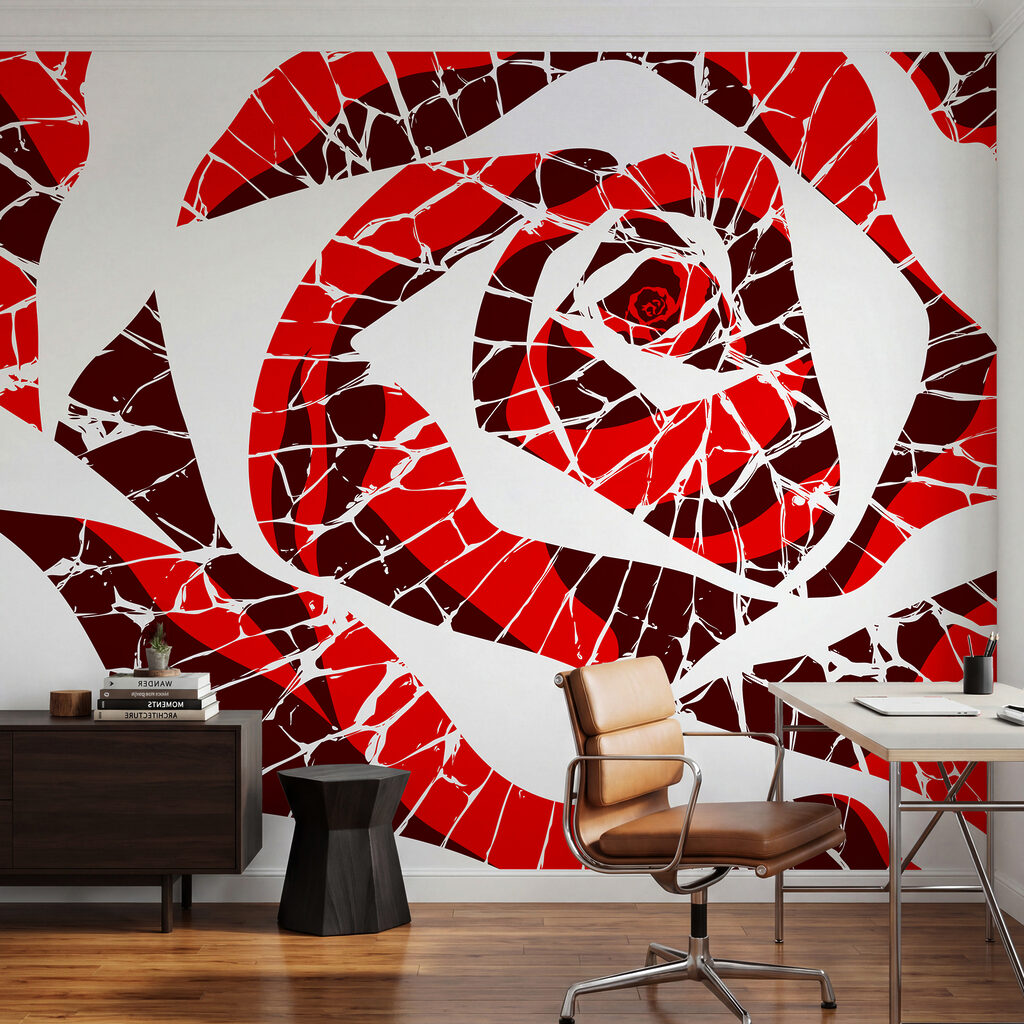 Rosa de color fragmentado en un interior