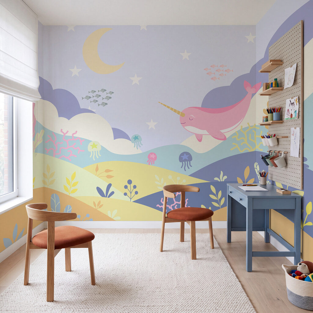 Narval sobre jardines marinos — interior 1